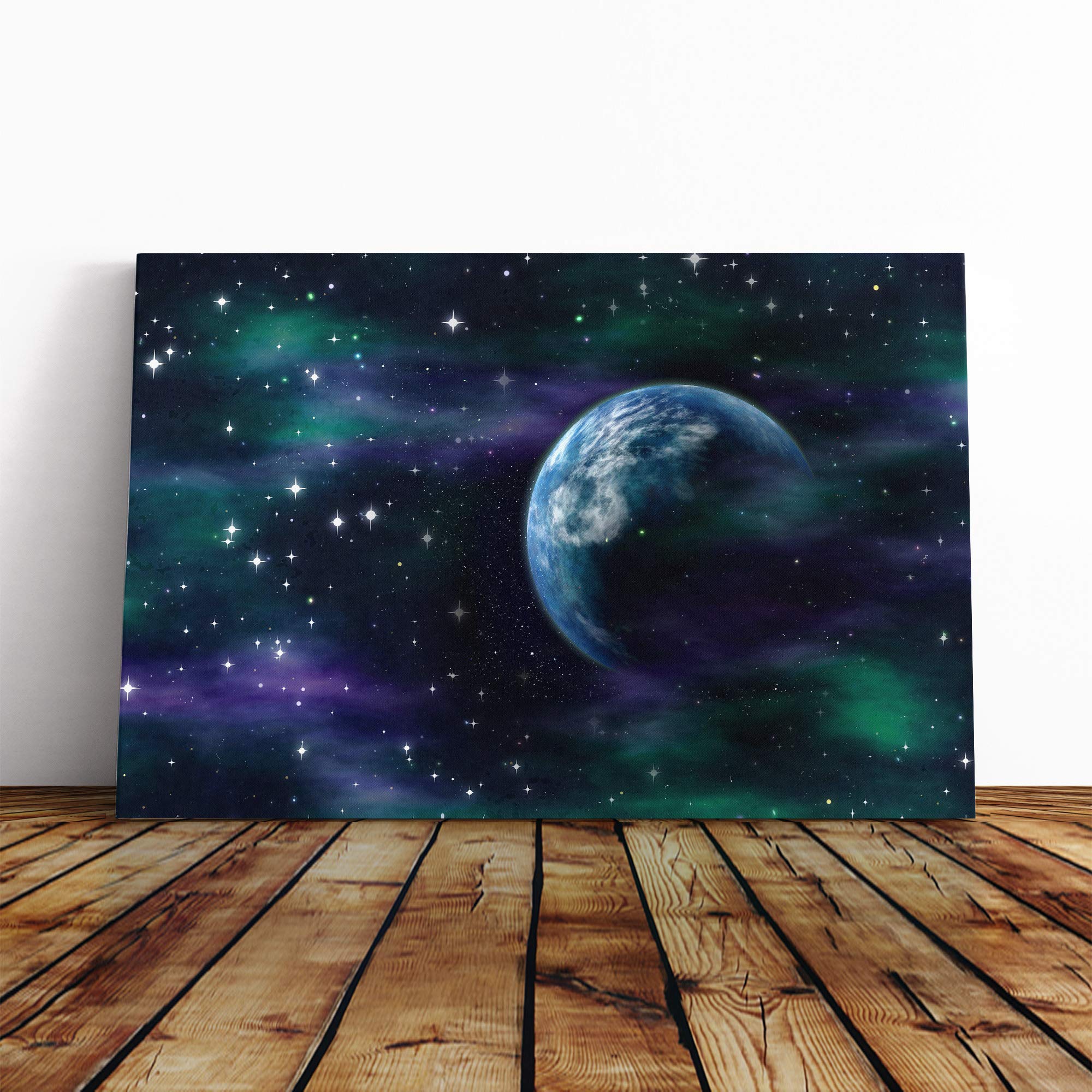 Space Planets (1) Canvas Print | Gallery Wrapped 30mm Frame Wall Art | 24x16 inches | Ready to Hang | Modern Space Picture | Living Room Bedroom Lounge Office