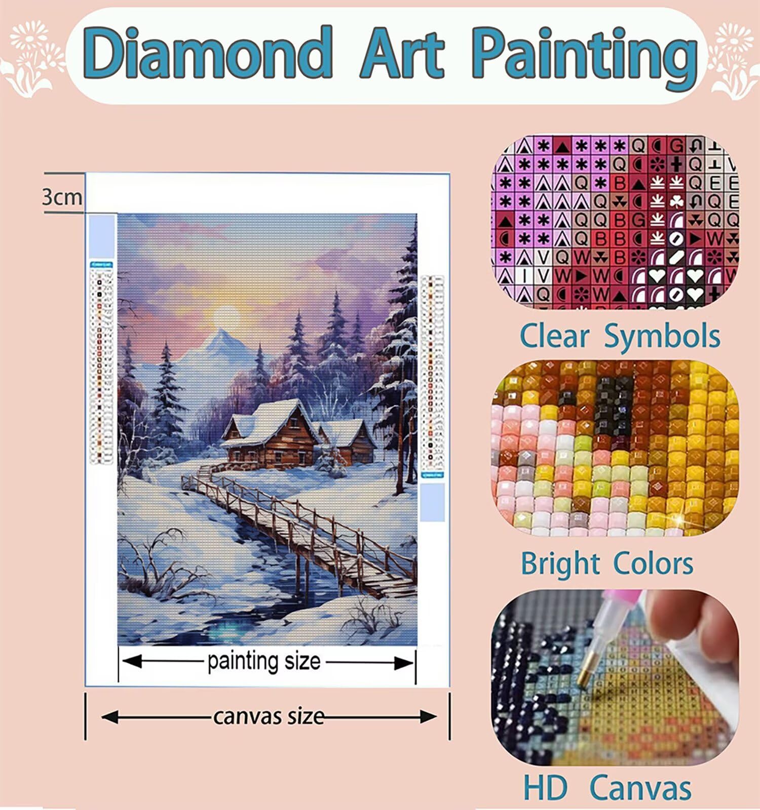 Malowanie diamentami duży rozmiar 140 x 100 cm, DIY 5D malowanie diamentowe zima diamenty kryształowe artystyczne rysunki z koralikami do przyklejania, DIY drzewo diamentowe malowanie dla dorosłych