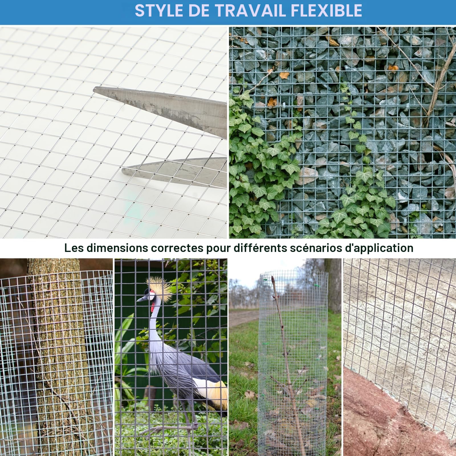 Grillage anti-taupe 40 cm x 7 m, fil de fer galvanisé, treillis métallique à mailles fines de 6 mm x 6 mm, grillage pour plate-bande surélevée et petits animaux, grillage anti-souris, grillage pour
