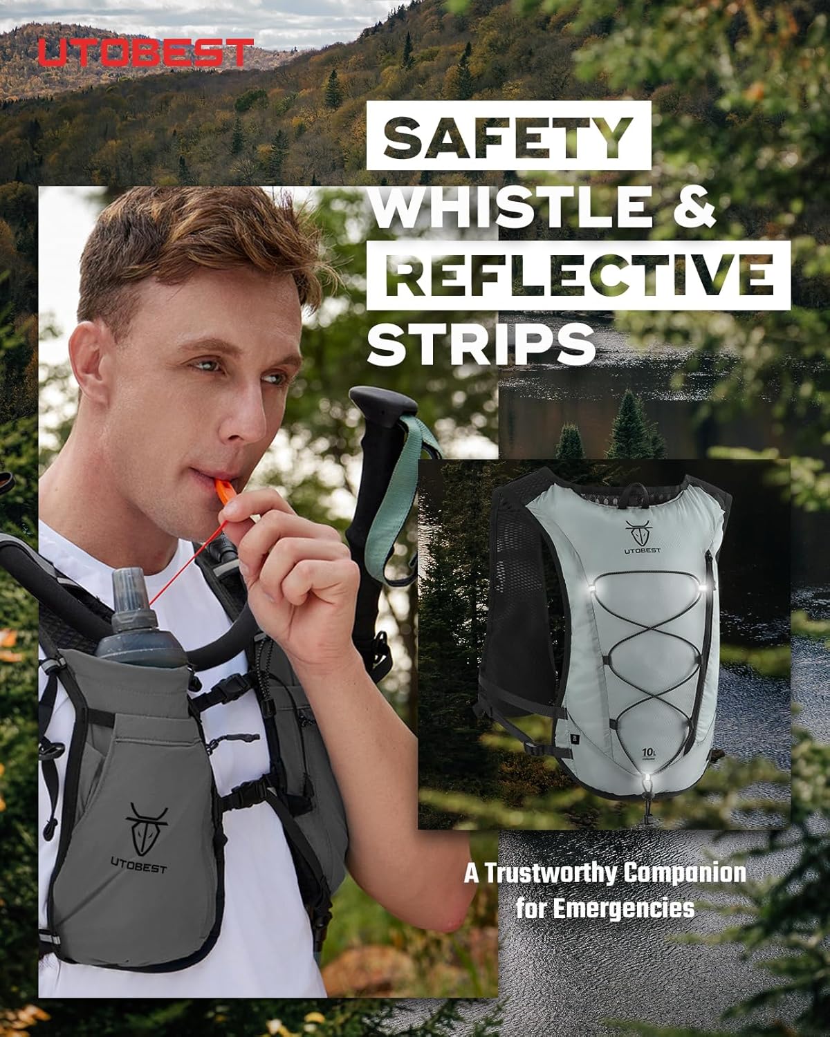 Upgrade Running Hydration Vest 10L, Running Backpack for Women Men Multi-Functional Storage, Adjustable Water Vest for Trail Marathon Race Jogging Cycling - Image 7