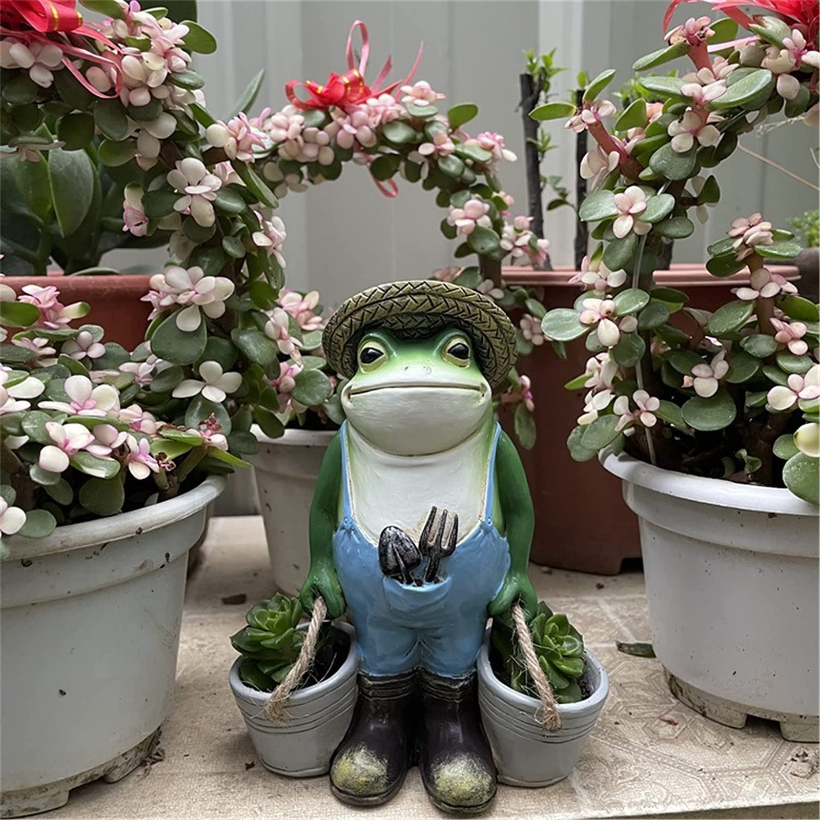 Amazon.co.jp: ガーデンオーナメント、マイクロ鉢植えのカエルの動物像