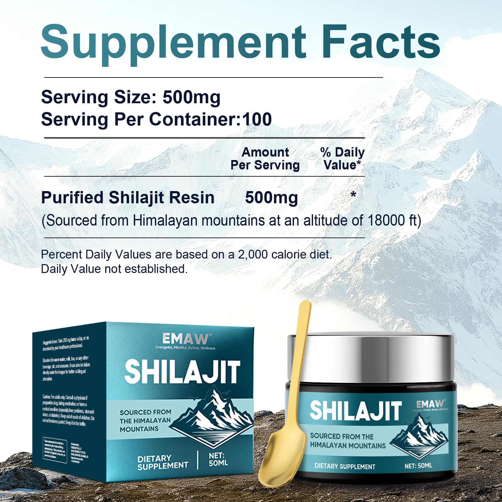 Shilajit, Shilajit Puro Originale, Ingredienti Naturali, 50g | Resina di Shilajit di Alta Qualità con Acido Fulvico e Minerali Traccia