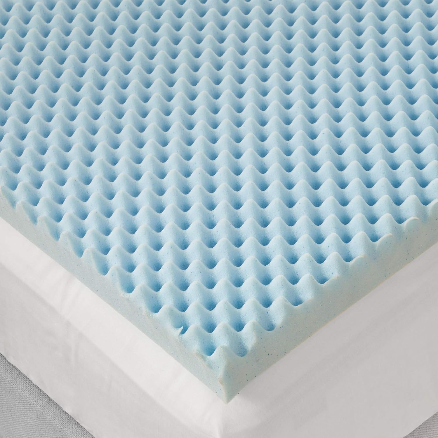 Sleep Philosophy Gel Infused Memory Foam Mattress Topper Luxurious, All Season Enhanced Bed Support, Cal King, 3" Thick, Without Cover Blue