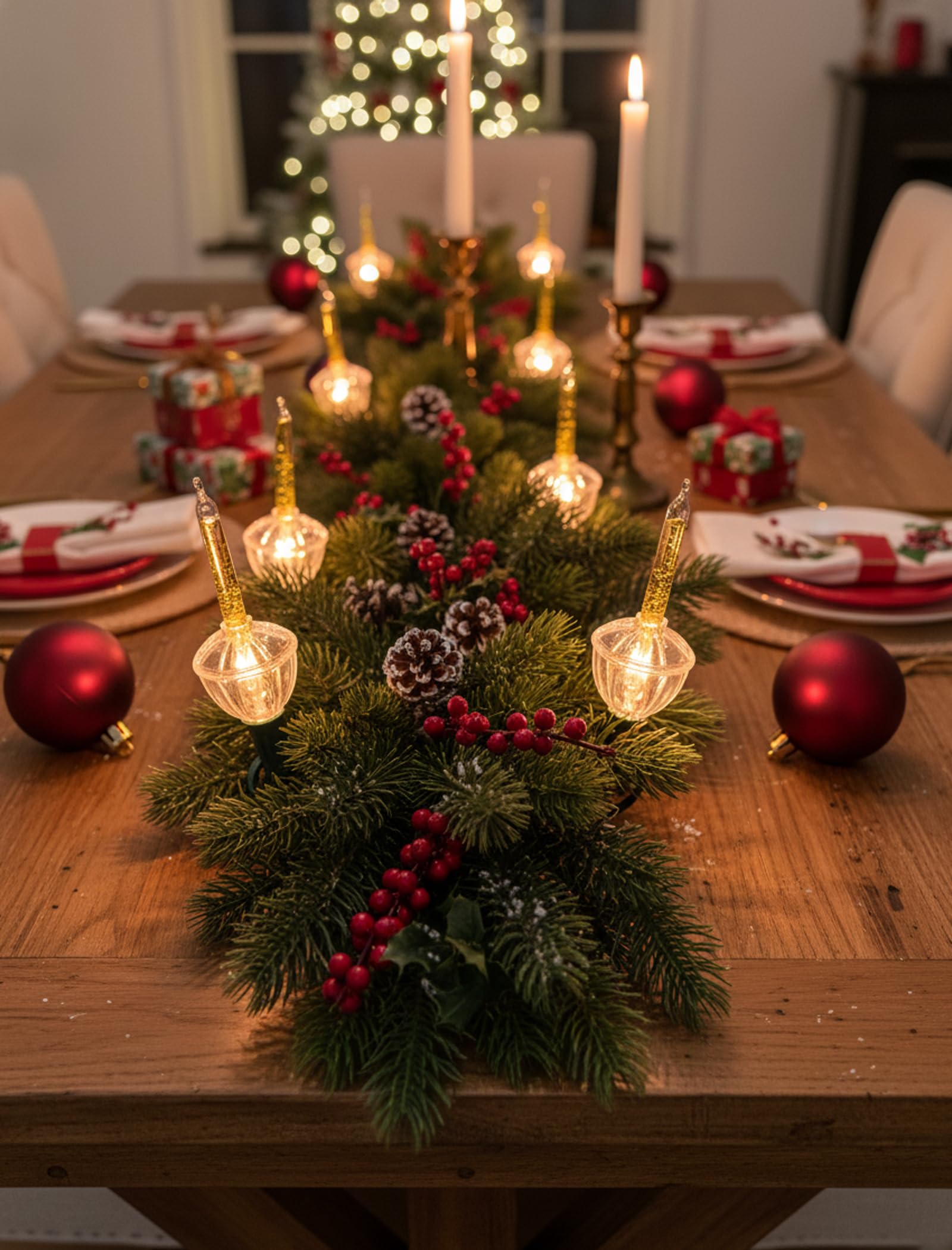Luces de burbujas doradas de Navidad, tira de luces de burbujas vintage de 8.8 pies, 10 luces de burbujas transparentes con purpurina dorada (1 recambio), base C7/E12, luces de burbujas al aire libre