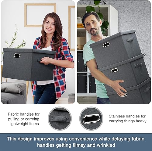 Miniatura 5 de Graciadeco Contenedores de almacenamiento plegables grandes de 17 pulgadas y 36 cuartos de galón con tapas, 5 paquetes de cajas de almacenamiento