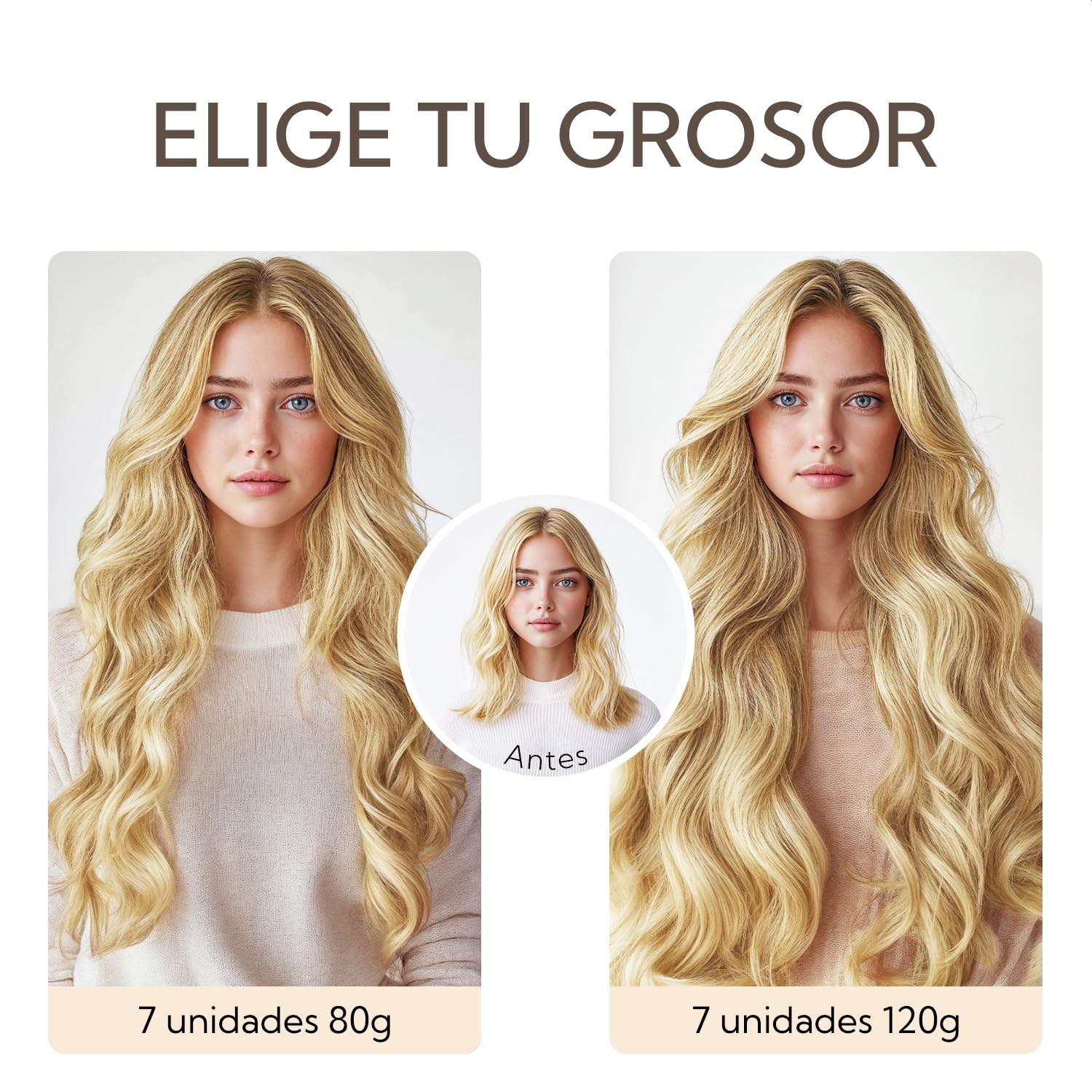 hotbanana Clip Extensiones de Cabello Natural, Mujeres Extensiones de Cabello Humano Eeal Pelo Rizado De castaño oscuro a castaño y rubio sucio con mechas 35cm 120g 7pcs