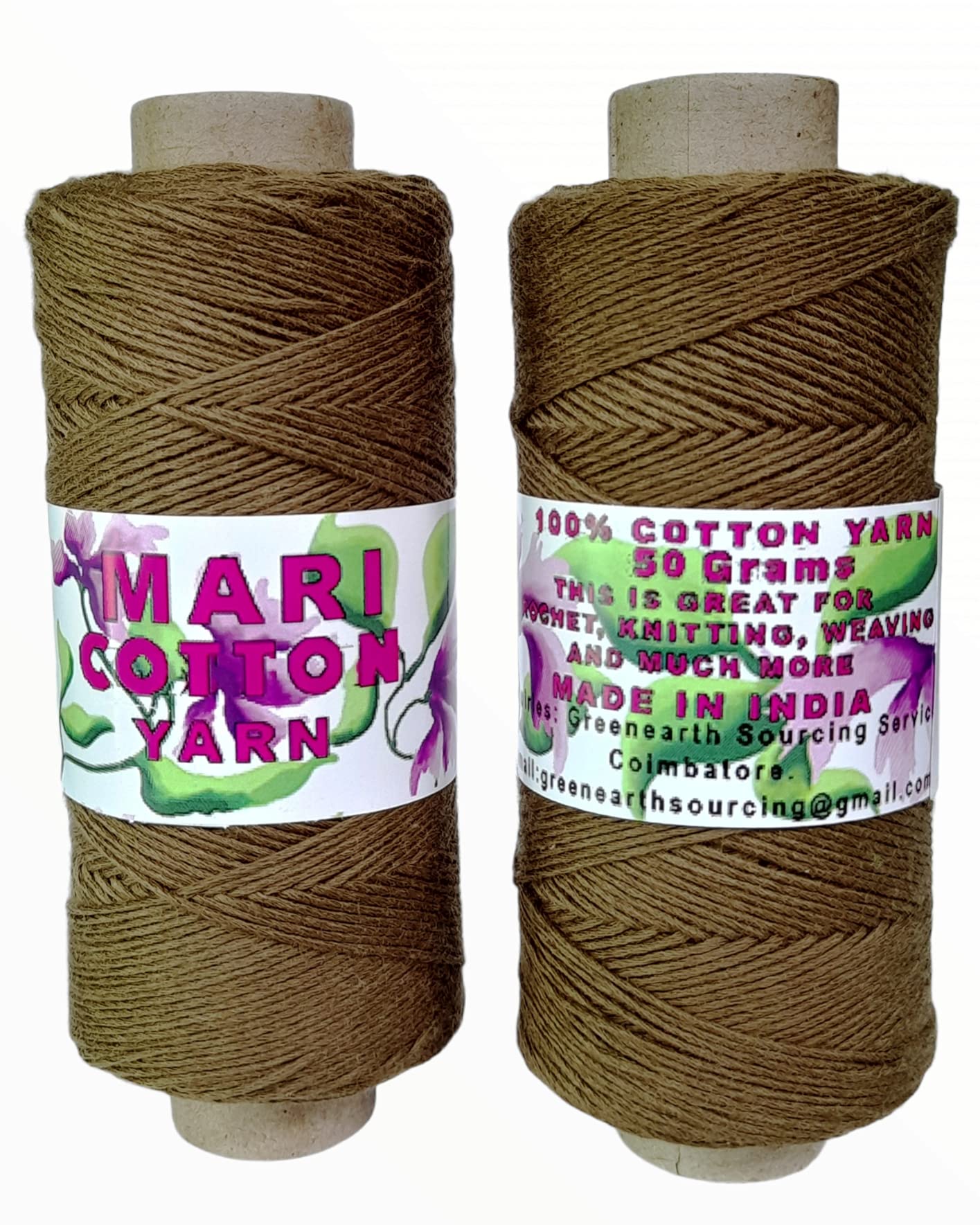 MARI - Cotton Crochet Yarn - Lighter Yarn - Olive - (100 Grams / 200 Metres)