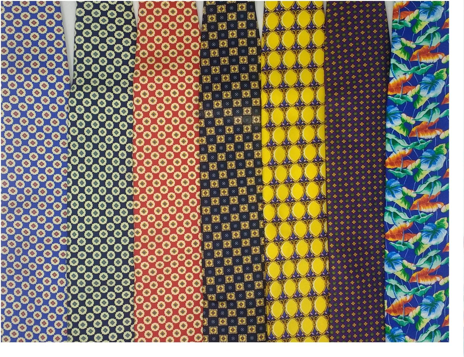 Premium 7 Piece Mens 100% Pure Silk Tie Set - Made in the UK (736)