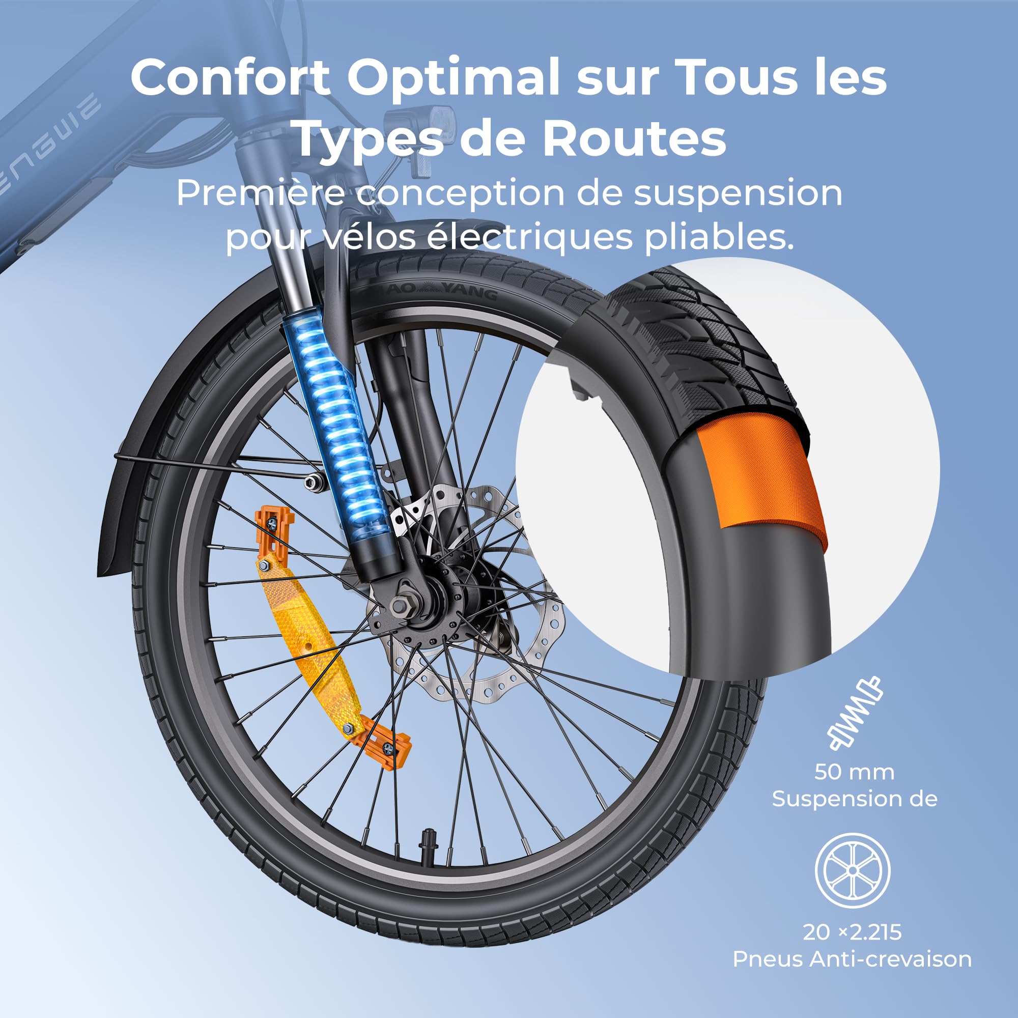 ENGWE O20 Velo Electrique Pliable,Compact Vélo électrique | Moteur de 250 W, Batterie amovible de 48 V et 15 Ah, Autonomie 80–140 km, Connectivité via une APP, Déplacements urbains