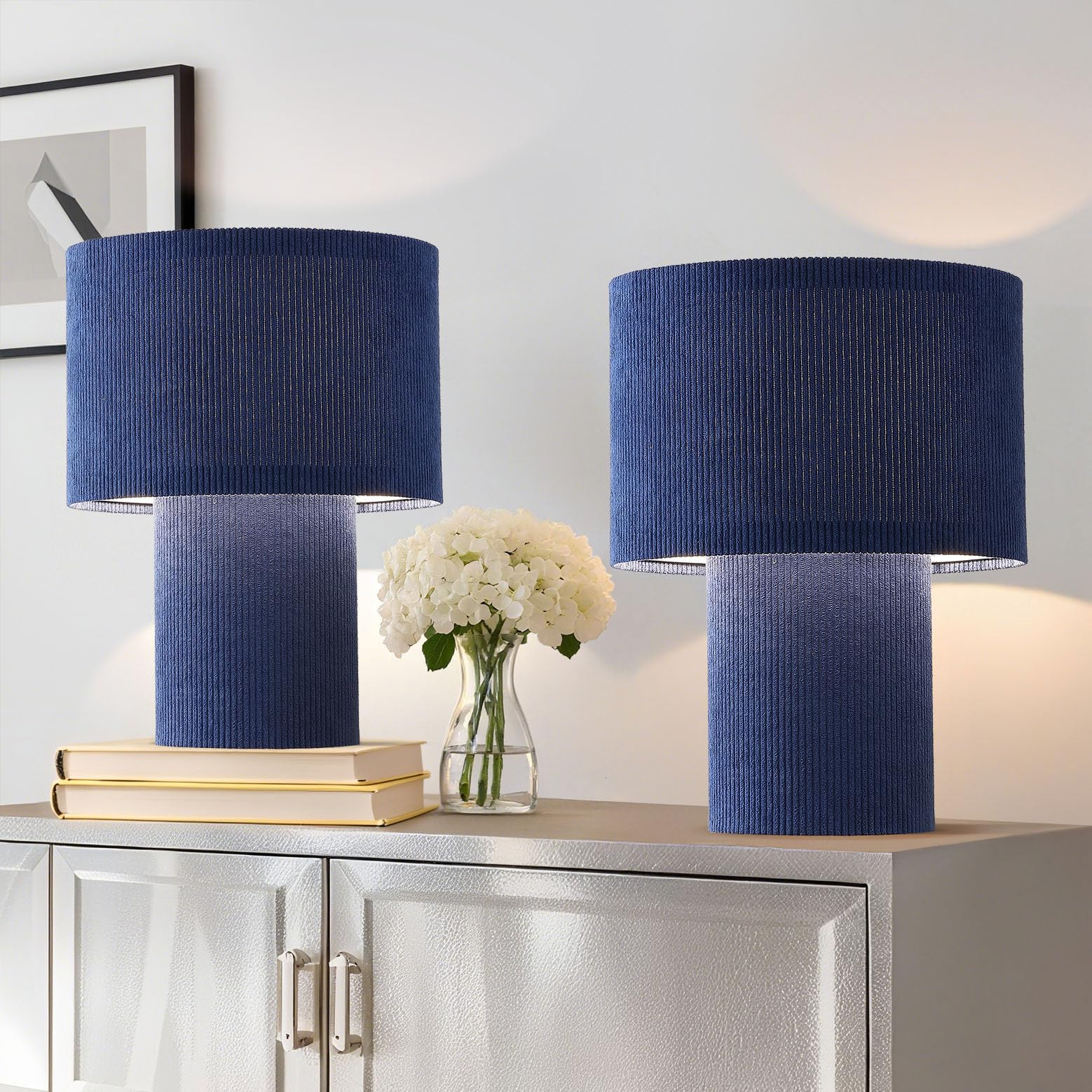 EOEYYOYB Nachttischlampe 2er Set, Moderne Vintage Tischlampe Wohnzimmer, Lampe Tisch E27-Fassung, Led Nachttischlampe Schlafzimmer, Wohnzimmer, Büro