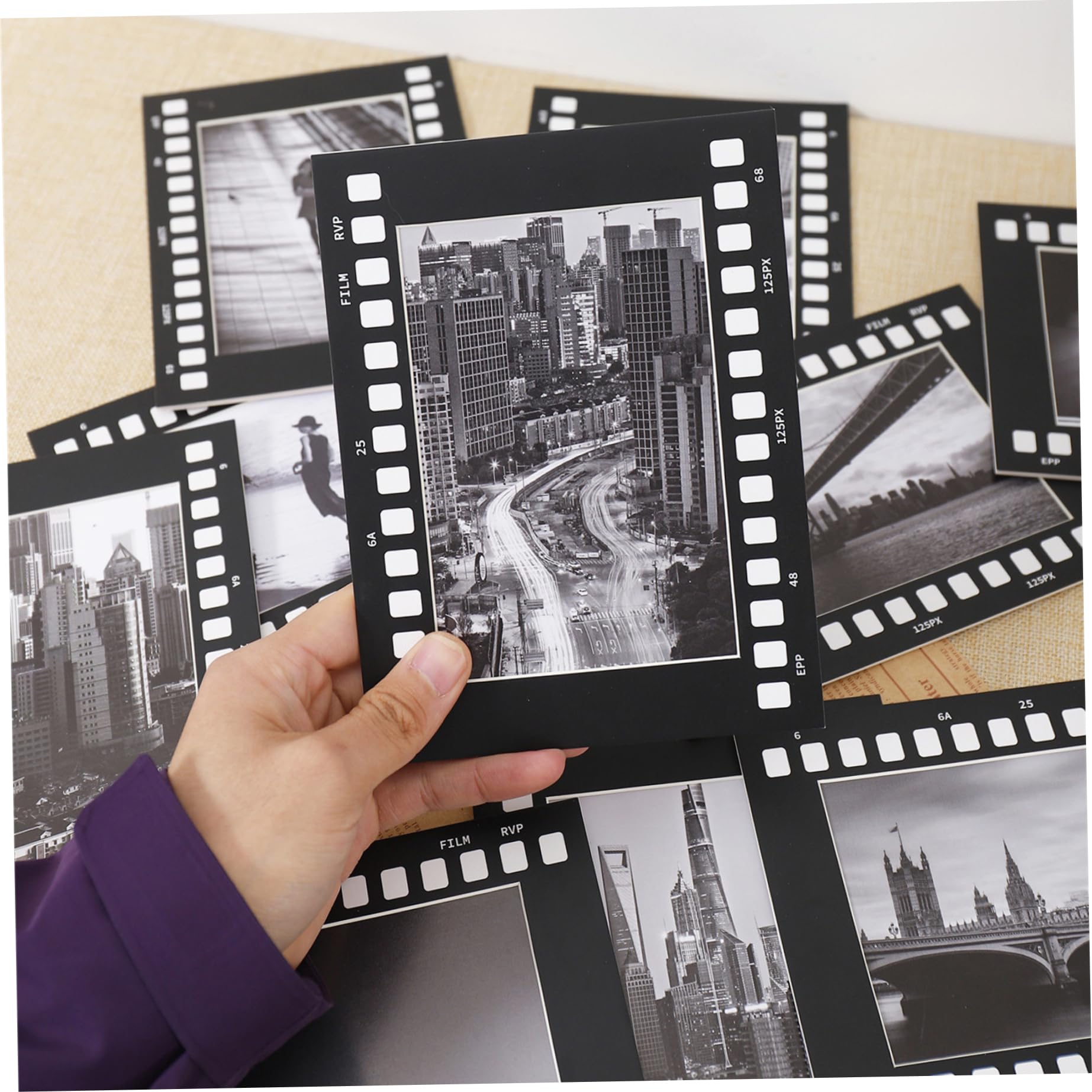 Juego de marcos de fotos vintage, paquete de 5 marcos de papel con tiras de película de 4x6 pulgadas para collage de fotos de exhibición en la pared