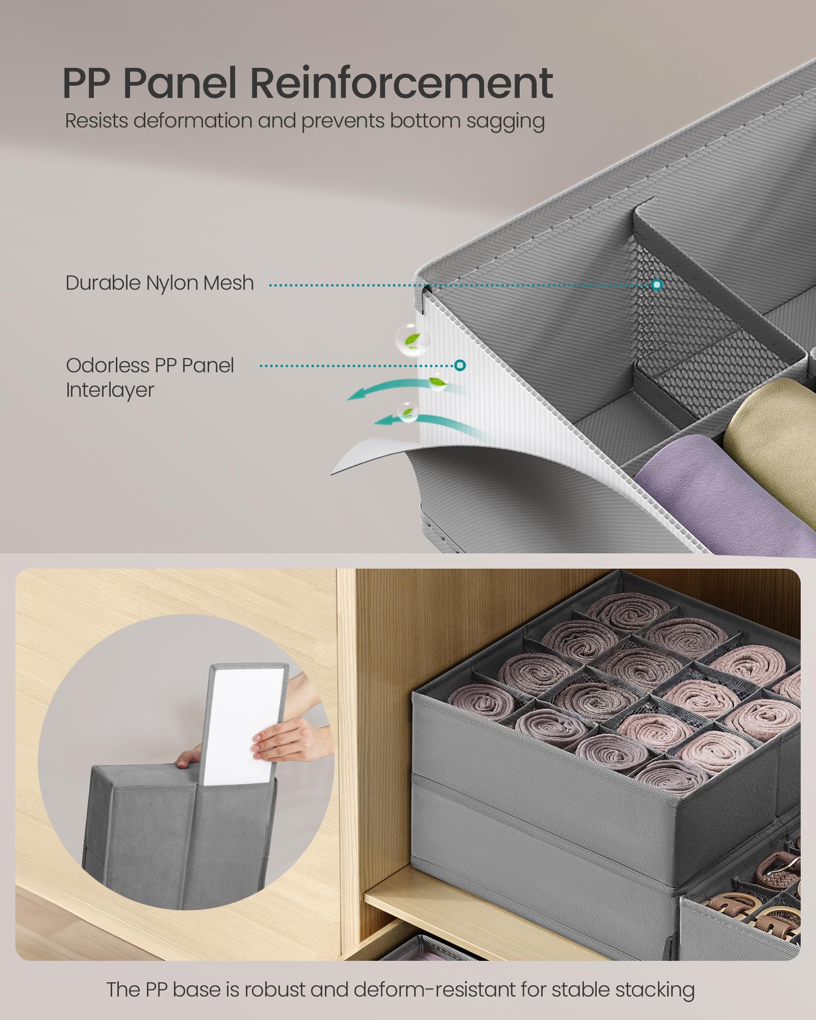 SONGMICS Separadores organizadores de ropa interior para calcetines URUS011G01