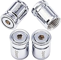 Vista 50 de Tapas de válvula de neumático deportivo, 4 unidades, antirrobo, universales, aluminio, cilindro elíptico con junta tórica, para automóviles