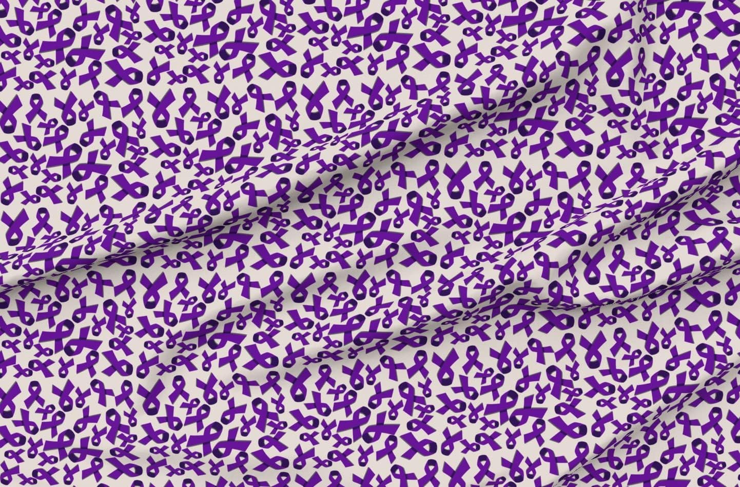 Spoonflower Fabric - Purple Awareness Cancer Animal Printed on Organic Cotton Sateen Fabric by The Yard - Sewing Quilting Apparel Home Decor