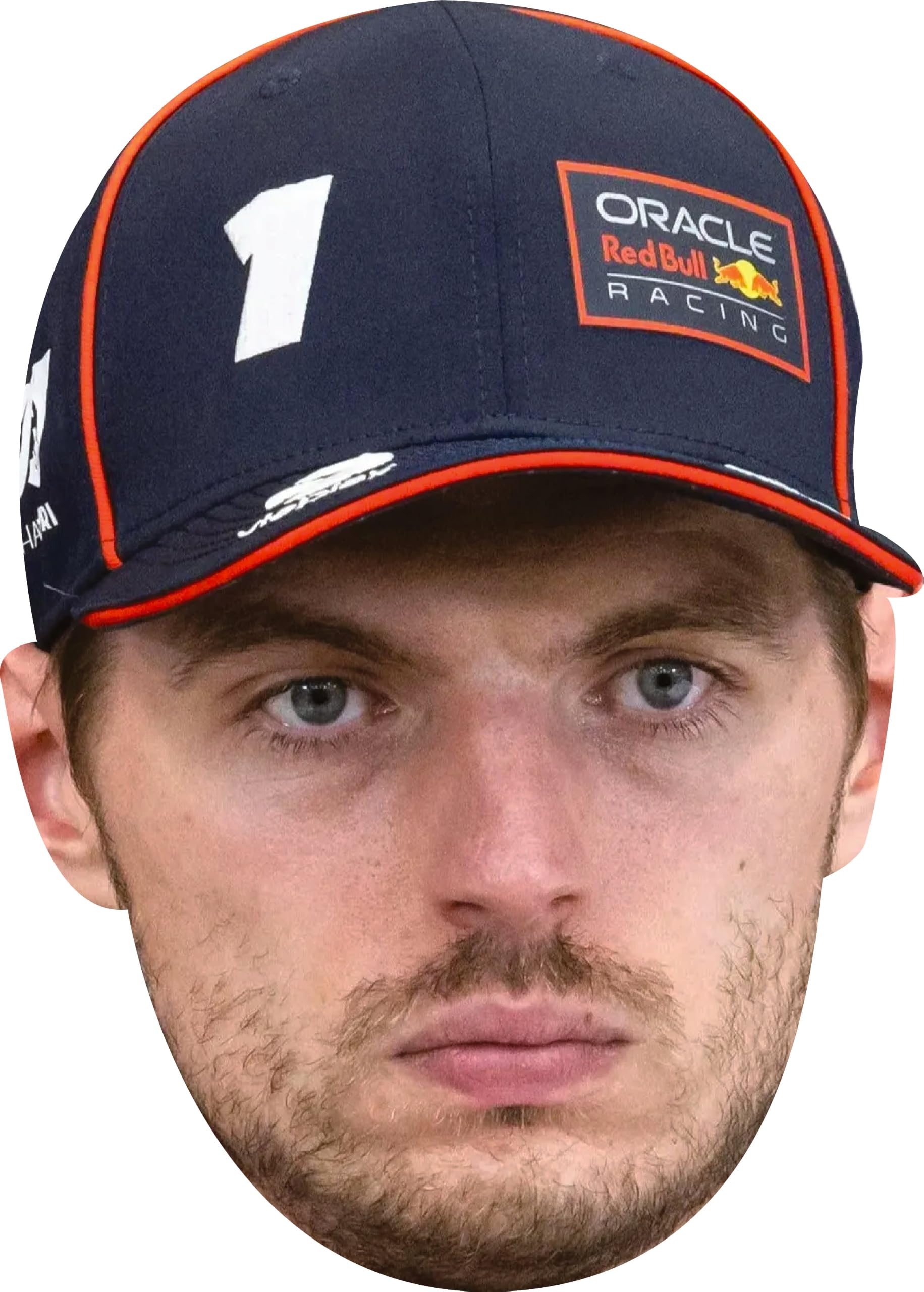 FoxyPrinting Max Verstappen Cap Facemask – F1 Motorsport Celebrity Face Mask – Formula 1 Racing Driver Funny Mask for Stag Do, Hen Night, Fancy Dress & Costume Parties, Ready to Wear