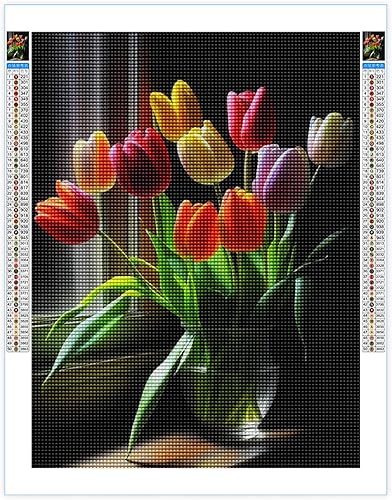 Miniatura 7 de Kits de pintura de diamantes para adultos, arte de diamantes de flores, jacintos blancos, bricolaje 5D, taladro redondo completo, diamantes de