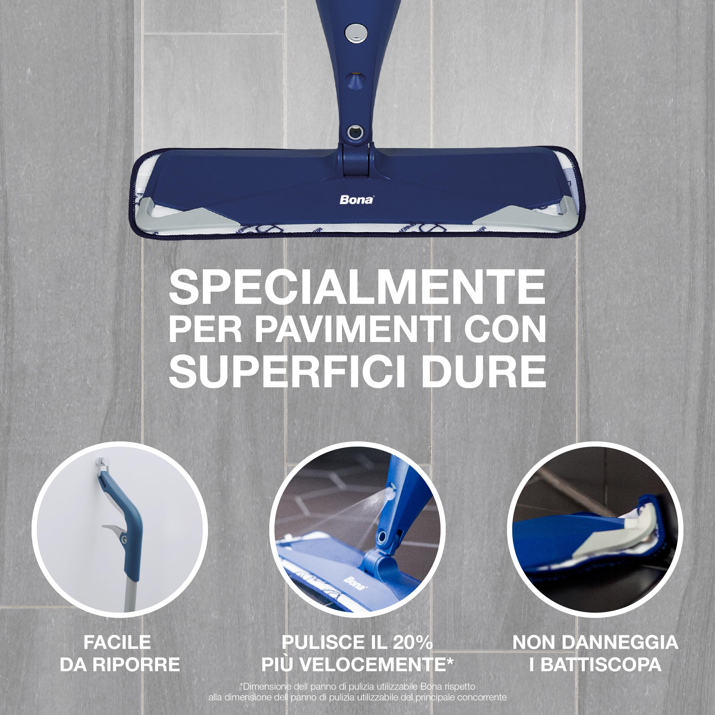 Bona spray mop premio per pietra, piastrelle e laminato, spray mop lavapavimenti, mocio spray, lavapavimenti spruzzo, set con cuscinetto di pulizia in microfibra extra, panno, spruzzare