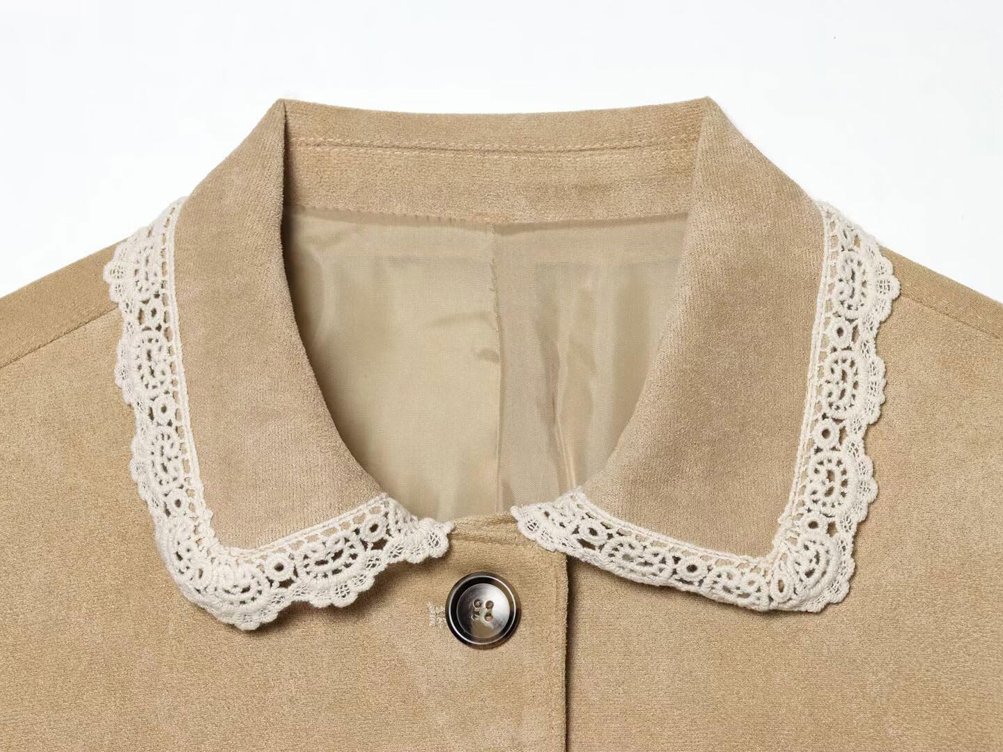Cappotto Da Donna in Finta Pelle Scamosciata Con Bottoni | Colletto A Revers Maniche Lunghe Giacche Alla Moda Casual Dalla Vestibilità Ampia