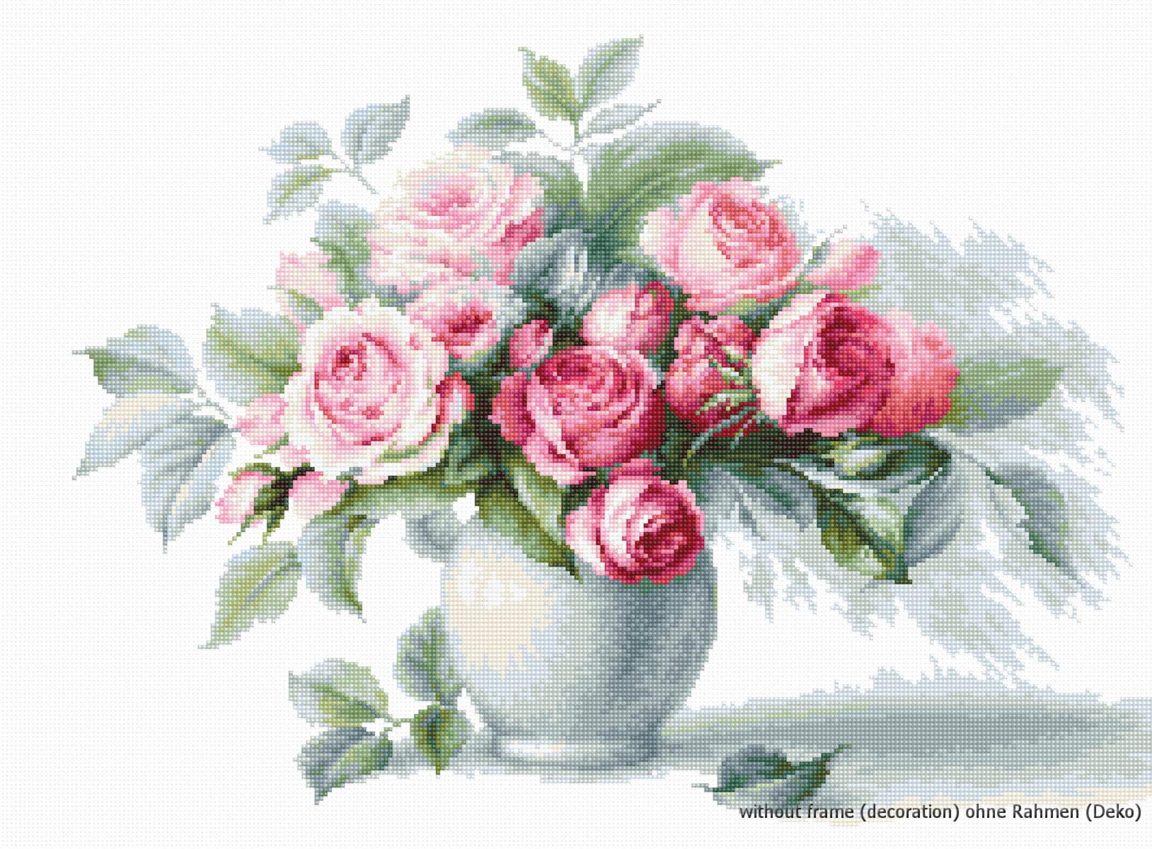 Lucas Multi Luca-S Etude With Roses Counted Cross Stitch Kit, -Colour