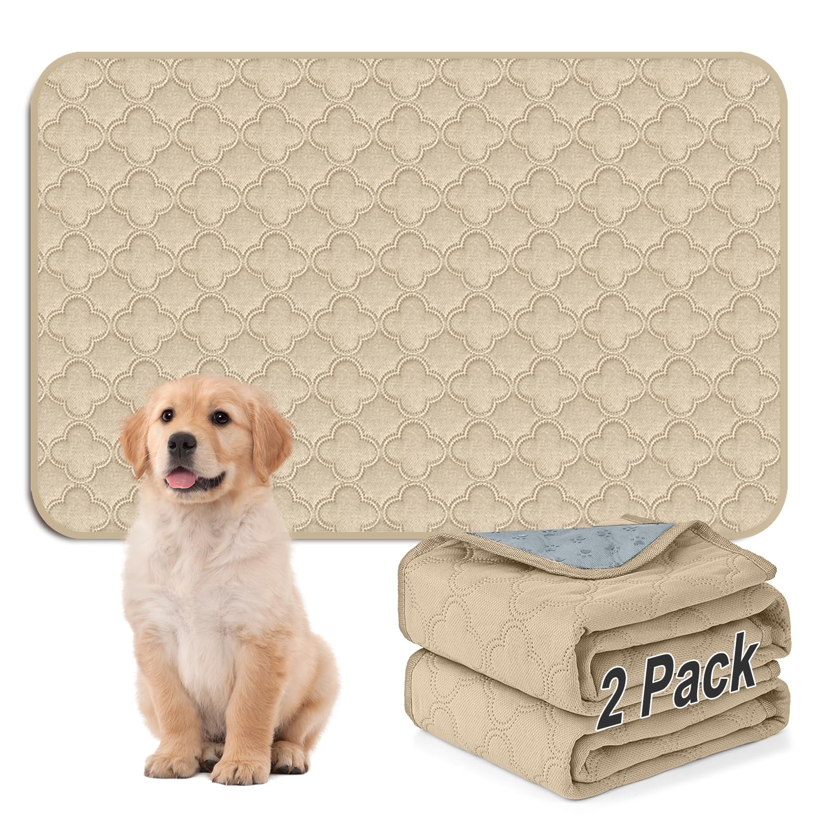 FunFurry Washable Pee Pads for Dogs - 2 Pack Reusable Puppy Pads，Waterproof Training Pads，Guinea Pig Cage Liner, Puppy Pee Pads with Non-Slip Backing