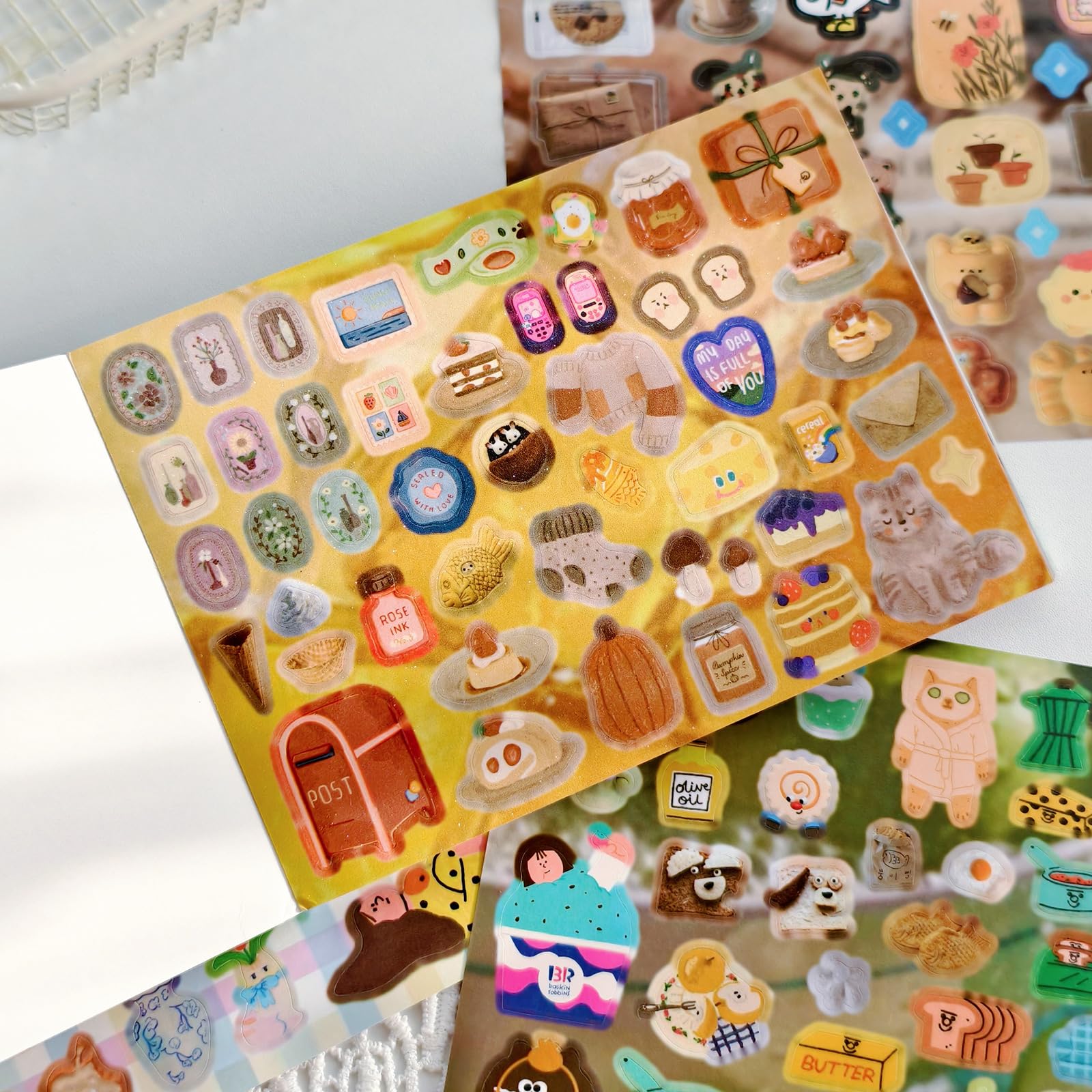 PRSTINCOL Japońska książka z naklejkami w stylu mangi z 30 arkuszami wycinanych naklejek, ponad 1200 sztuk do samodzielnego prowadzenia dziennika i scrapbookingu