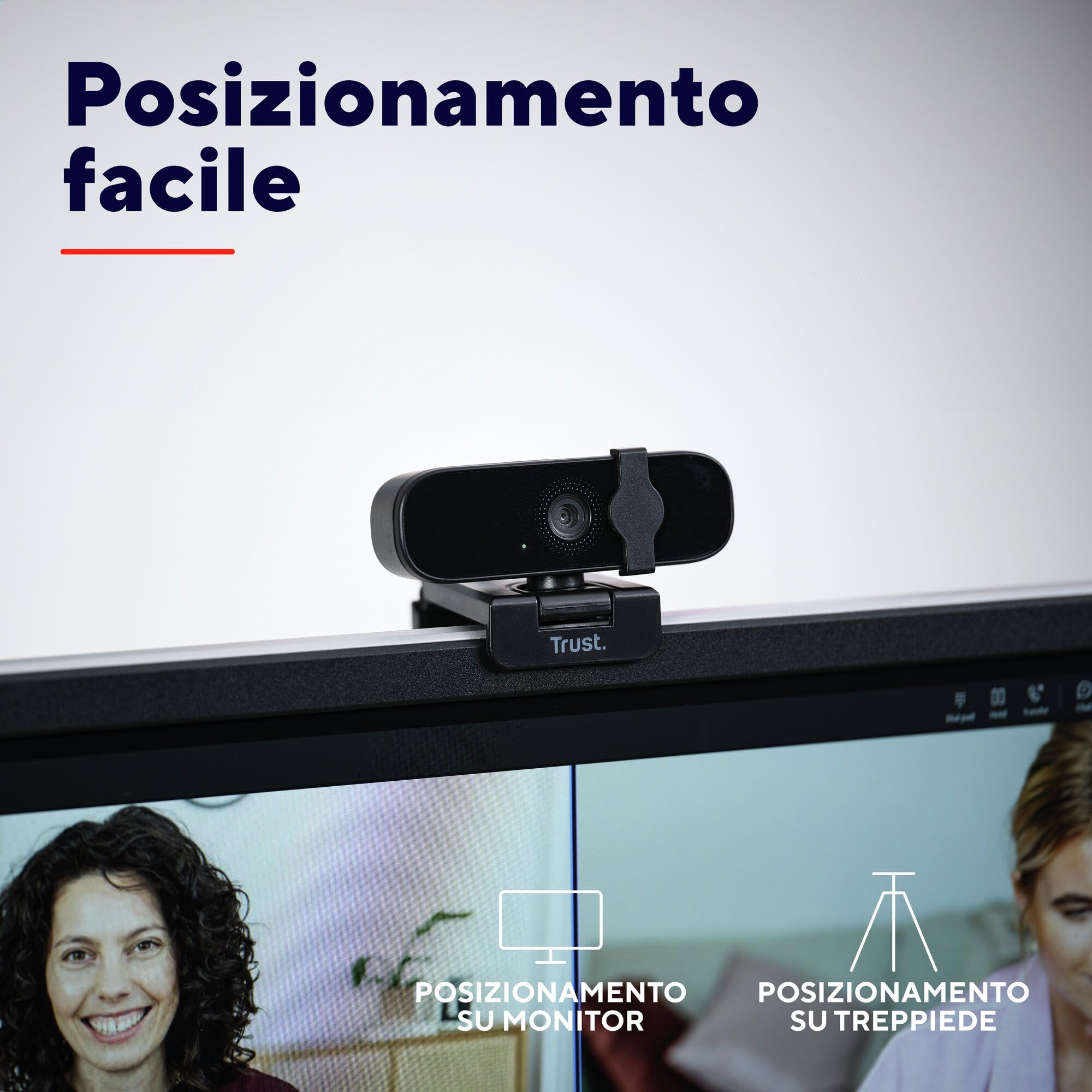 Trust Oran 1080p Webcam PC con Microfono, Web Camera PC USB con Filtro Privacy, Fuoco Fisso 30 FPS, Plastica Riciclata 85%, Videocamera Full HD per Laptop Desktop Mac Windows Skype Zoom Teams
