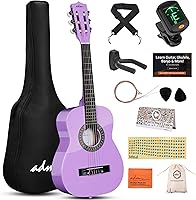 Vista 23 de ADM - Guitarra acústica para principiantes, 30 pulgadas, cuerdas de nailon, guitarra de madera para niños y estudiantes, lecciones en línea