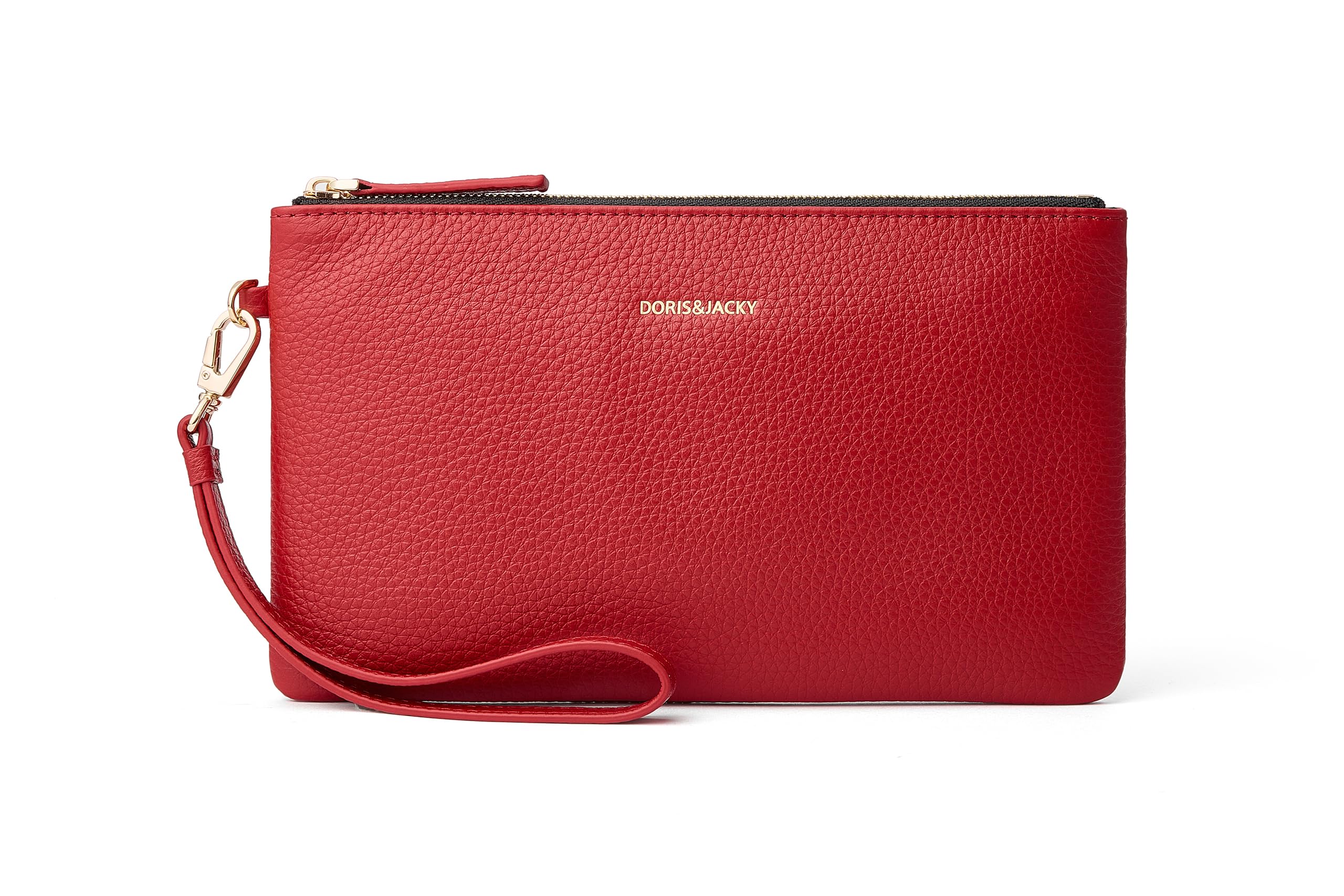 DORIS&amp;JACKY Small Leather Wristlet Clutch Slim Cellphone Wallet for Women