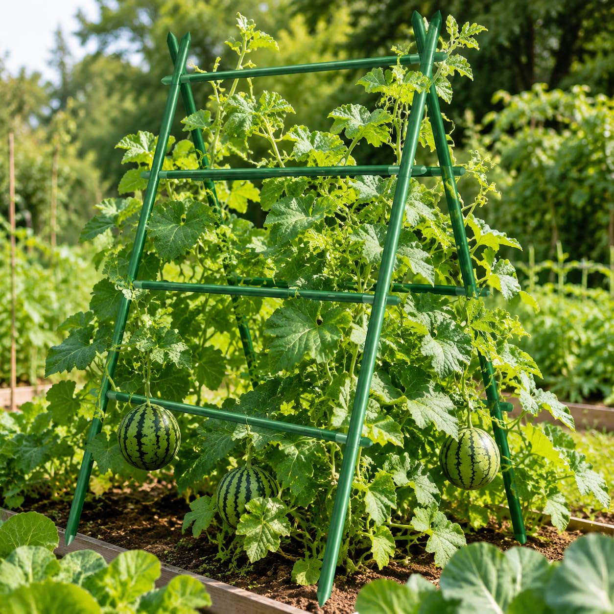 Pomodori e Orto, Sostegni per Piante Rampicanti in Metallo Rivestito, Tutori Durevoli per Giardino, Verde, Diametro 20mm Lunghezza 90cm