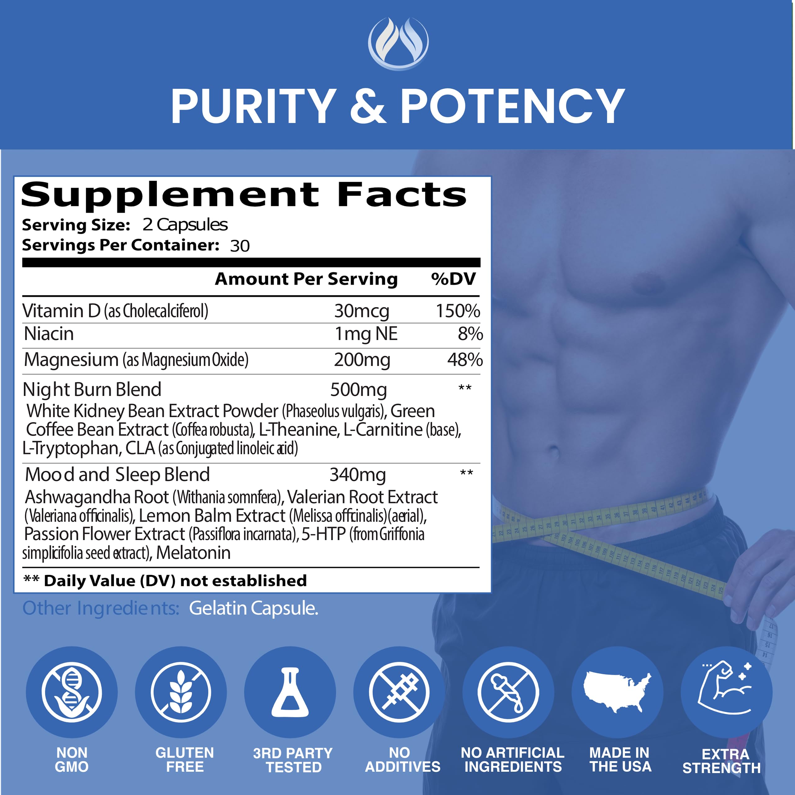 ENCLARE Weight Loss Pills for Women & Men - Thermogenic Shred Night Time Fat Burner Supplements, Appetite Suppressant, Overnight Metabolism Booster Belly Fat Sleep Aid with Melatonin, 5-HTP, CLA, 60ct — Amazon image 7