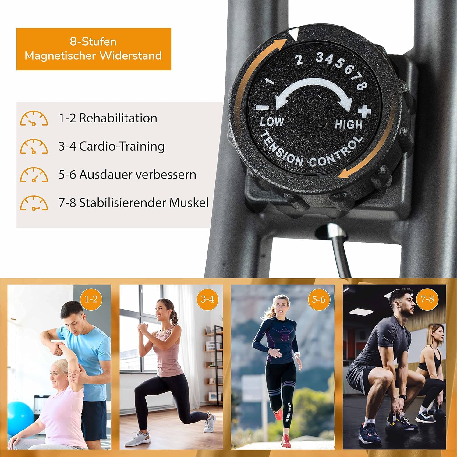 bicicleta estática plegable, rodillo de entrenamiento, bicicleta de fitness con pantalla LCD, bicicleta estática plegable, incluye pulsómetro, 8 niveles de resistencia