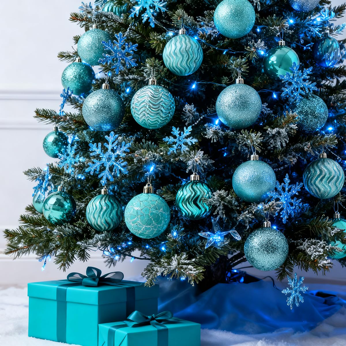 LANGXUN 36pcs Acido Blu Decorazioni Albero di Natale Palline, Bolas De Navidad, 2024 Decorazione di Natale, Indoor Outdoor Infrangibile Ornamenti di Natale, Xmars Party Wedding Suppiles