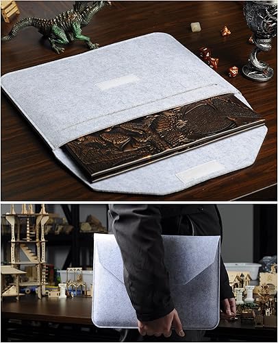 Miniatura 7 de CZYY DND Dungeon Master - Pantalla de piel sintética en relieve Dragon & Mimic, cuatro paneles con bolsillos, pantalla DM para Calabozos y Dragones,