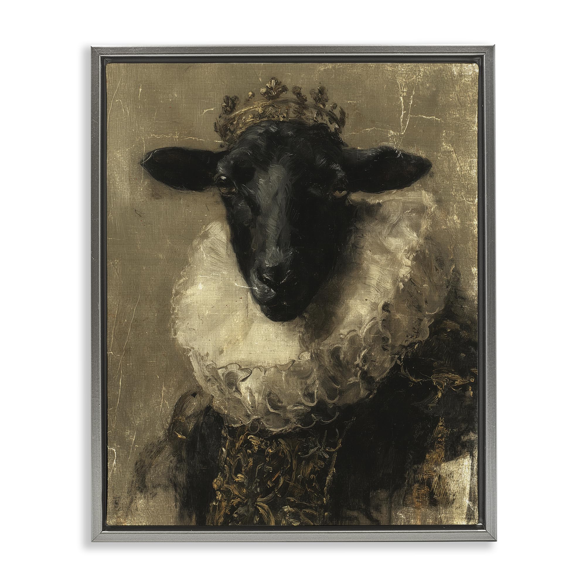 Stupell Industries Luster Gray (Matte) Noble Ram Portrait Animal Print, 16 X 20 Inch Canvas In Floater Frame