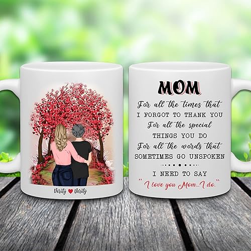 Vista 2 de WHIDOBE Taza de café personalizada de 11 onzas, taza de 15 onzas para mamá, hija con personajes femeninos, nombres, citas, regalo personalizado