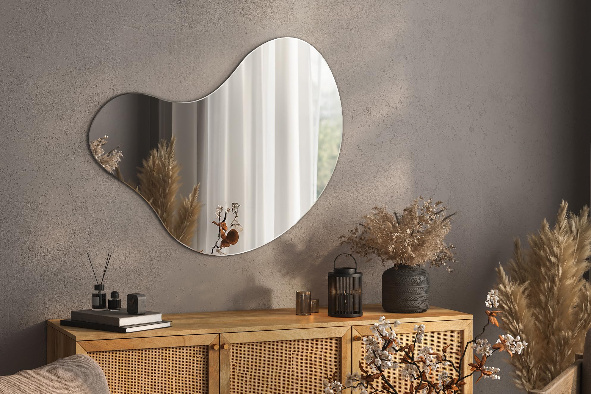 Specchio Irregolare 67,6 x 67 cm Senza Cornice | Design Creativo e Contemporaneo | Perfetto per Bagno, Zona Living, Camera e Studio | Specchio di Design per Arredo Moderno