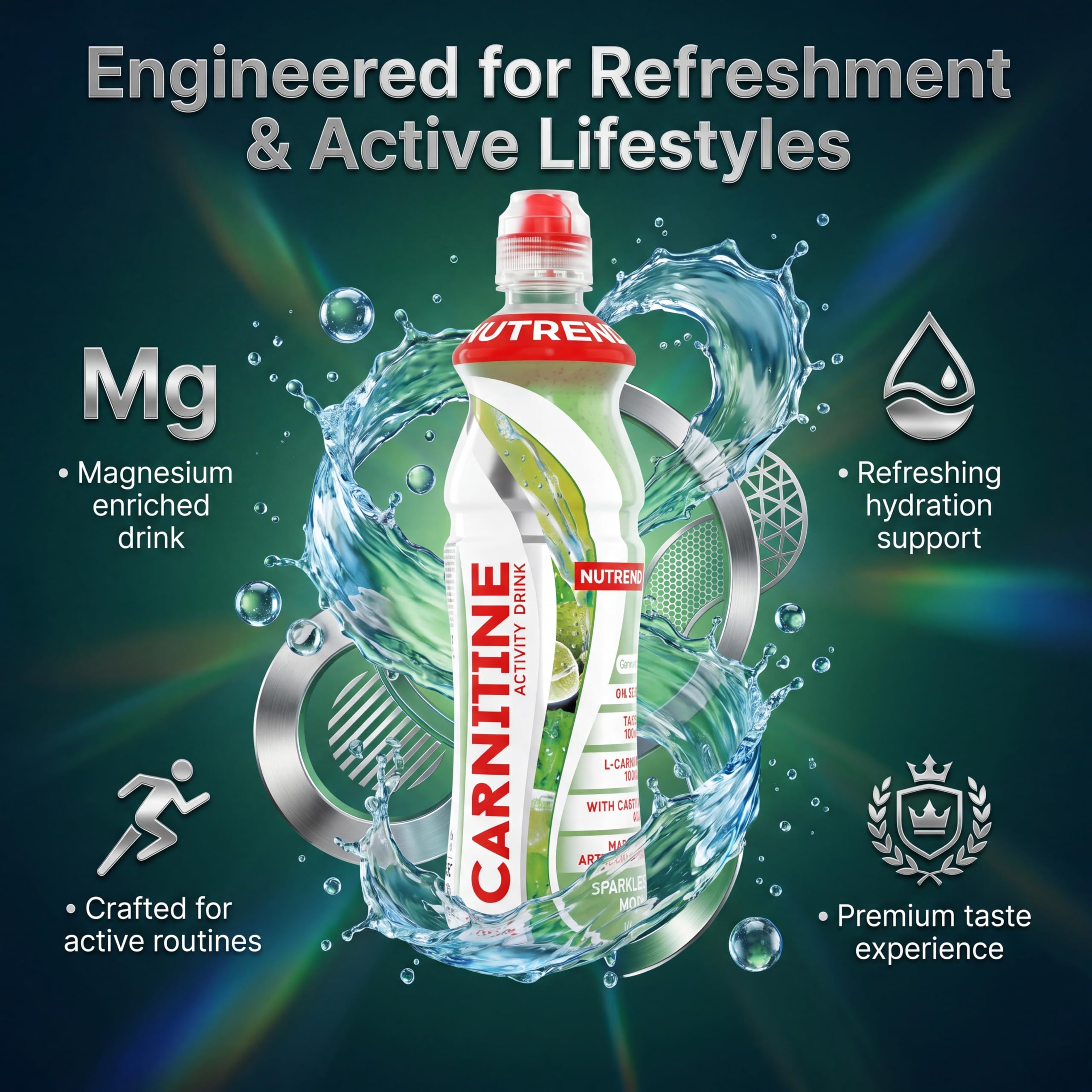 Nutrend Carnitine Magnesium Drink Mojito Geschmack 750 ml 8er Pack – Energie- und Hydrationsgetränk