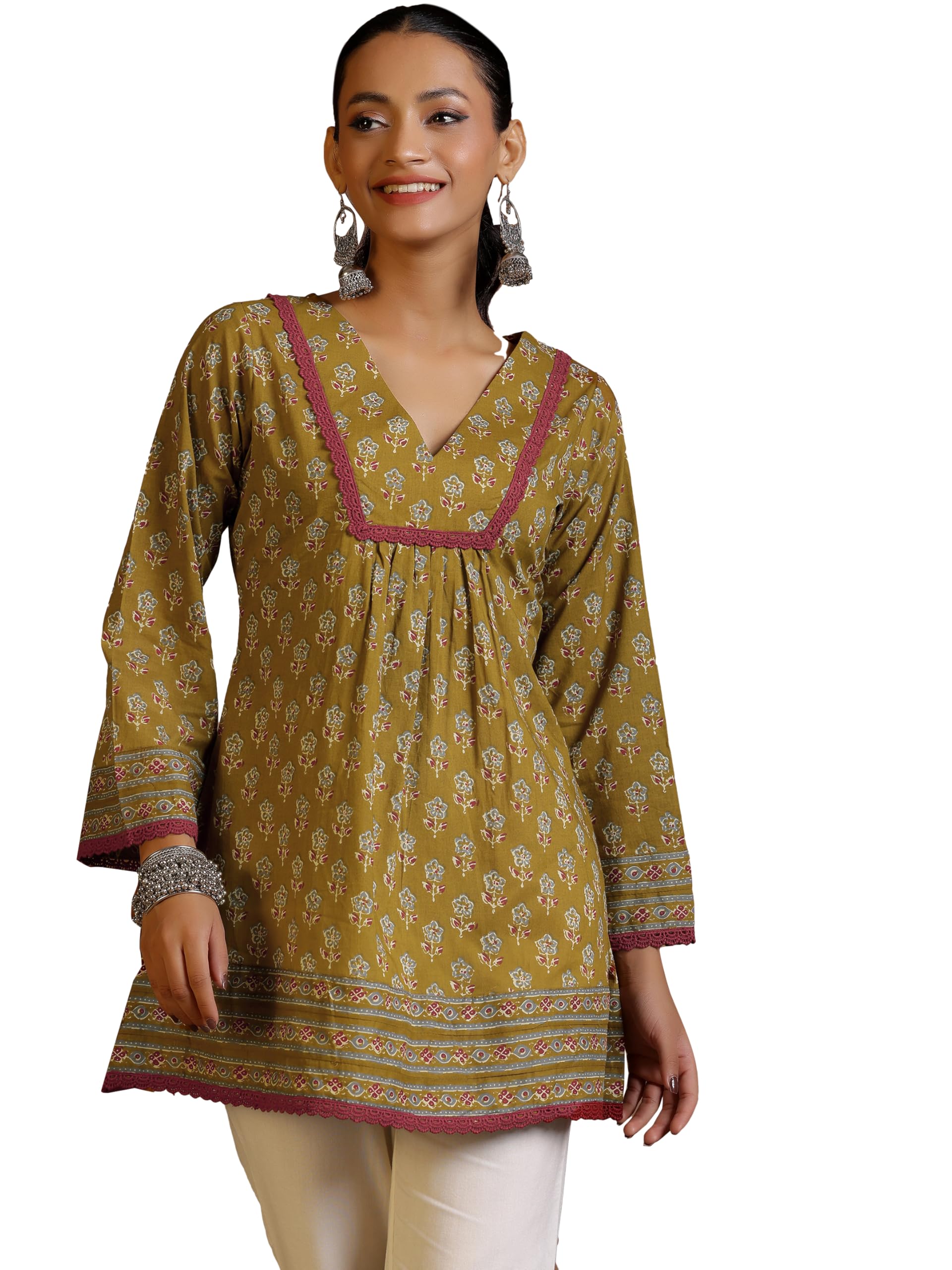 Printed Cotton A-Line Kurti-image-21