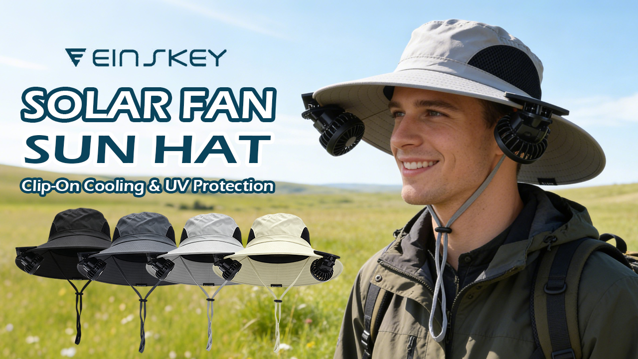 Sombrero tipo Bucket con ventiladores solares para hombre y mujer miniatura 7