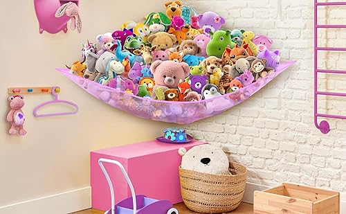 Miniatura 32 de Simple Houseware Paquete de 2 hamacas de juguete de peluche, almacenamiento de pared de esquina para habitación de niños, color negro Negro,Azul