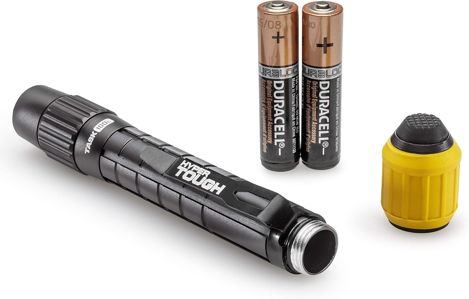 Disassembled HYPER TOUGH Pen Light with batteries.