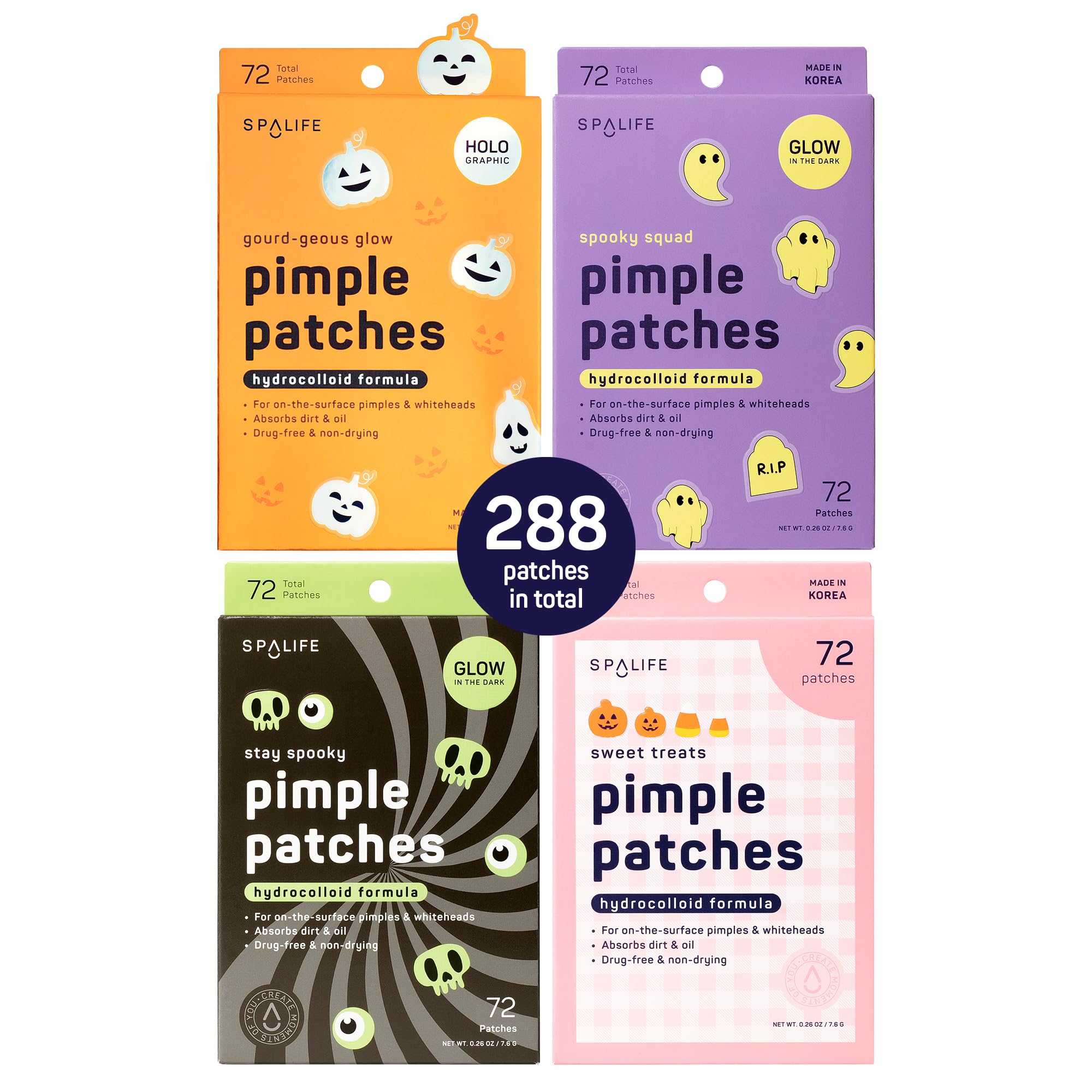 SpaLife Beauty Glow in the Dark Halloween Pimple Patches for Face Korean Hydrocolloid Zit Patches for Face Pimple