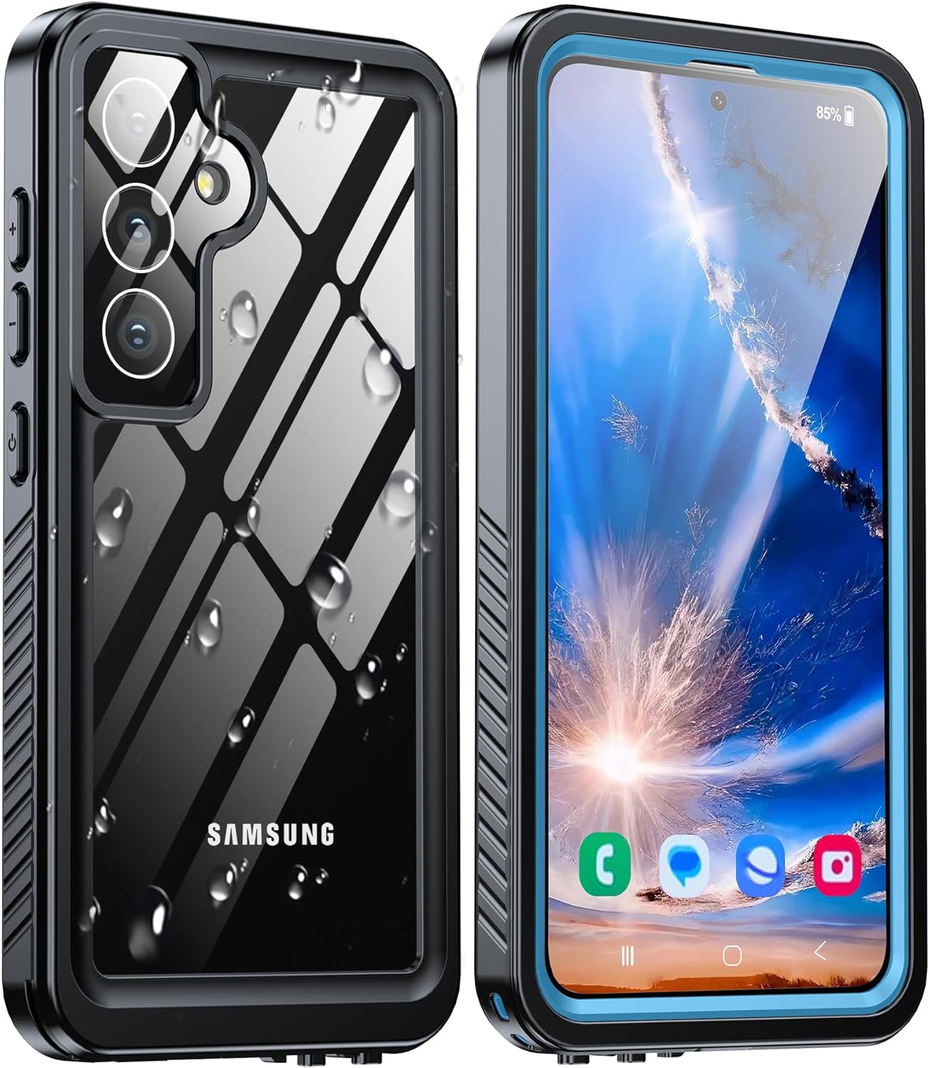 for Samsung Galaxy S24 Case, IP68 Waterproof with [Built-in Screen/Camera Protector] [14FT Military Shockproof] Full Body Heavy Duty Protective Sealed Case for Galaxy S24 5G, Blue