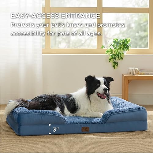 Vista 48 de Bedsure - Cama ortopédica mediana para perros, sofá cama impermeable para perros medianos, espuma de soporte con funda extraíble y lavable, forro