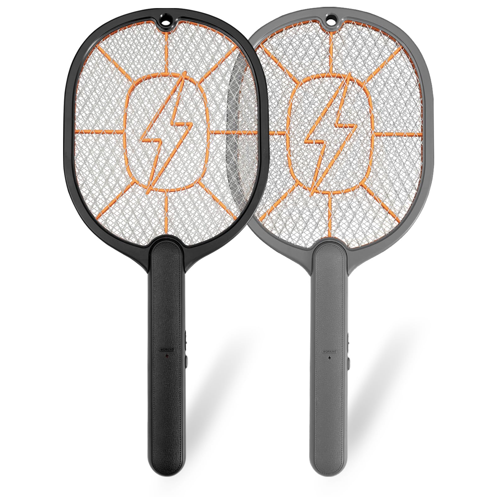 2-Pack Electric Fly Swatter – Battery Powered Mosquito &amp; Bug Zapper Racket with Safe Mesh &amp; Wall-Mount Design for Indoor and Outdoor Use (Black &amp; Gray)