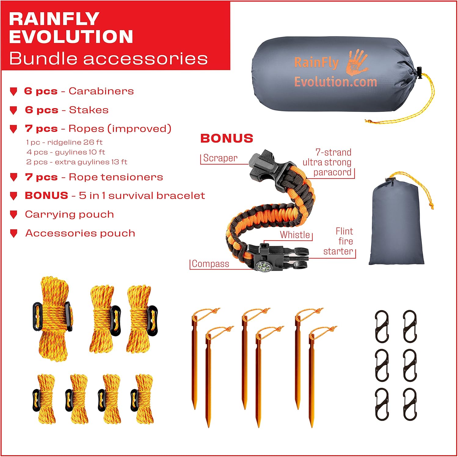 Rain Fly EVOLUTION 12 x 10 ft Camping Hammock RAIN Fly Waterproof Tent TARP & Survival Bracelet – Lightweight – Backpacker Approved – Diamond Ripstop – Perfect Hammock Shelter – Gray : Sports & Outdoors
