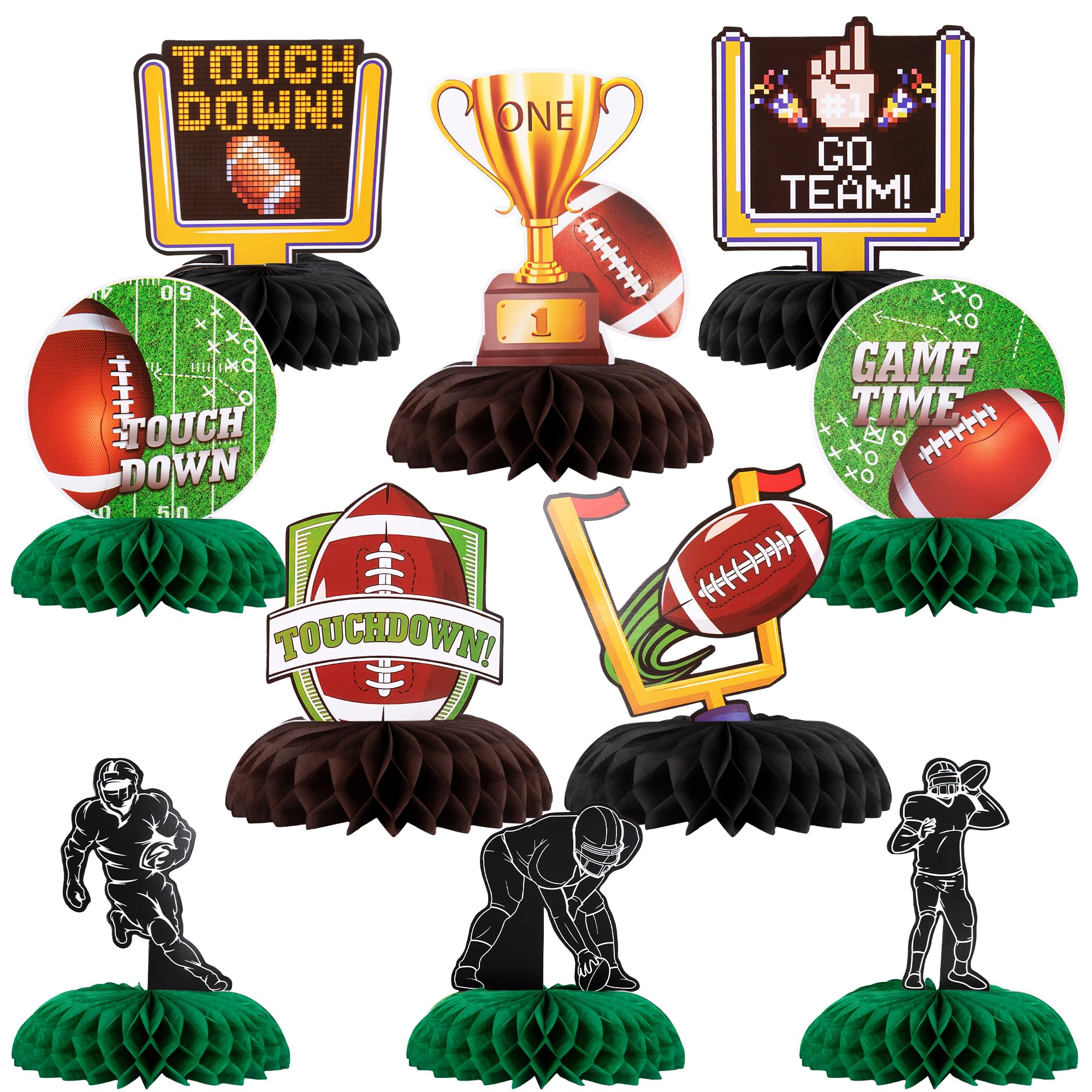 ArtCreativity Football Centerpieces for Table - Set of 10 - Sports Football Party Table Centerpiece Decoration - Football Table Party Supplies for Tailgates - Football Birthday Party Centerpiece Decor