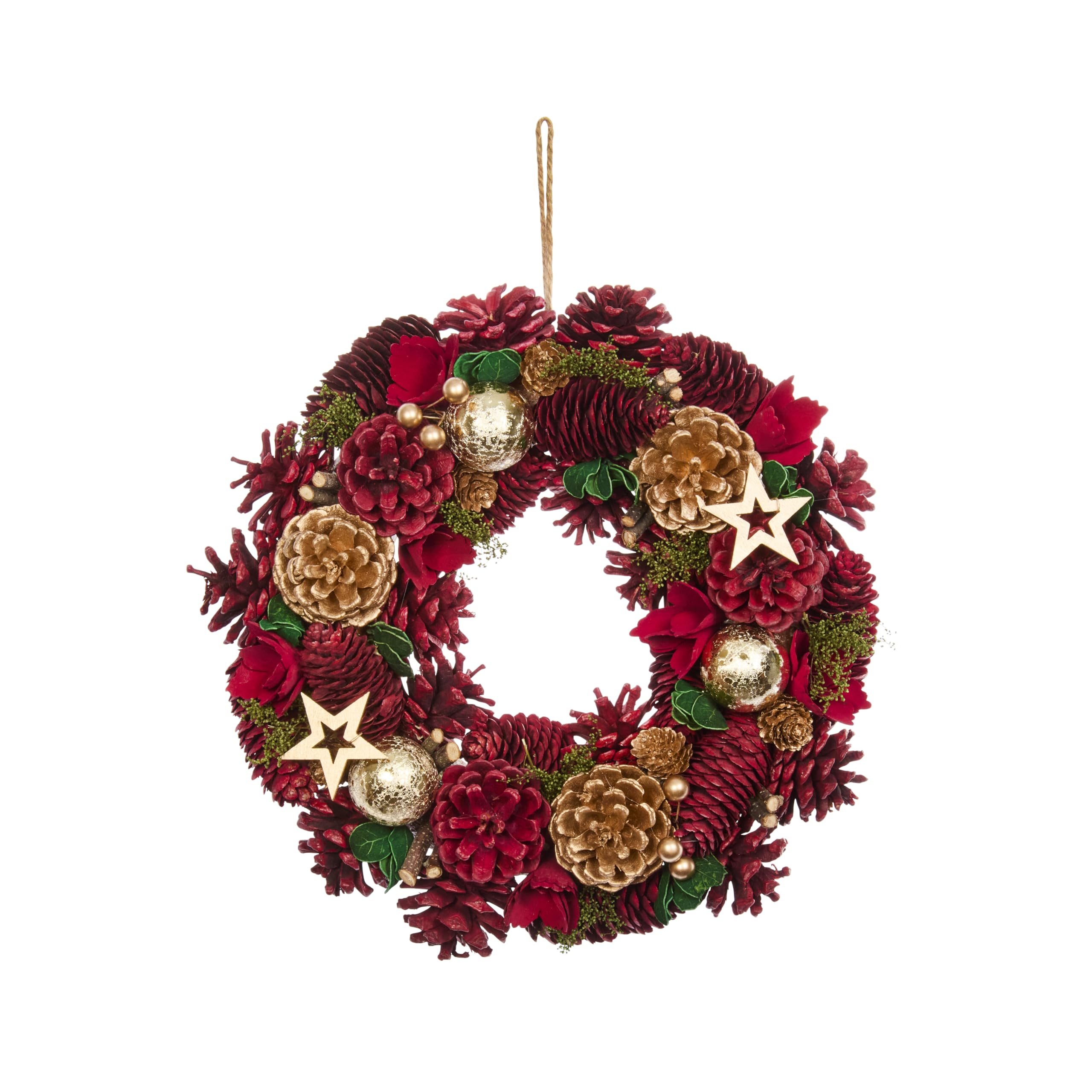 Smart Garden Multicolour Festive Fir Wreath – 30 Cm Rustic Pinecone & Floral Christmas Decoration