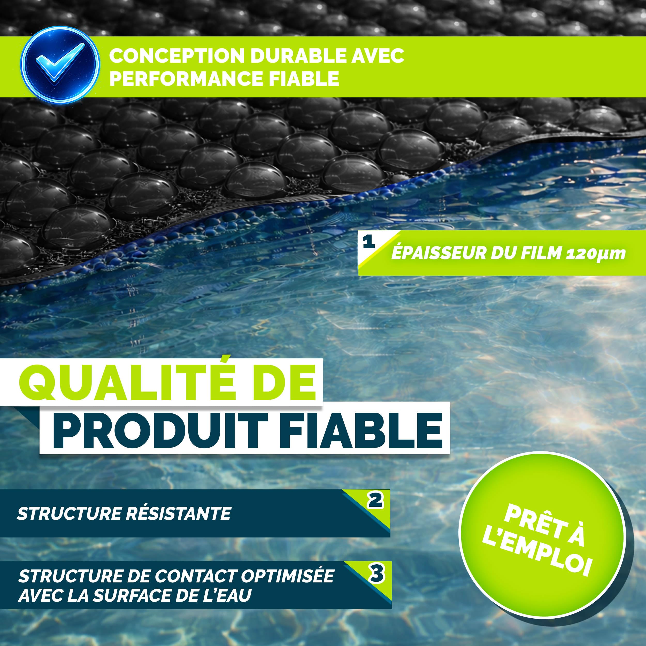 tillvex Bâche à Bulles pour Piscine | Bâche de Protection Solaire de 120 µm d'épaisseur | Découpe individuelle | Chauffage de Piscine pour Eau Chaude (Noir, 366 cm (Ronde))