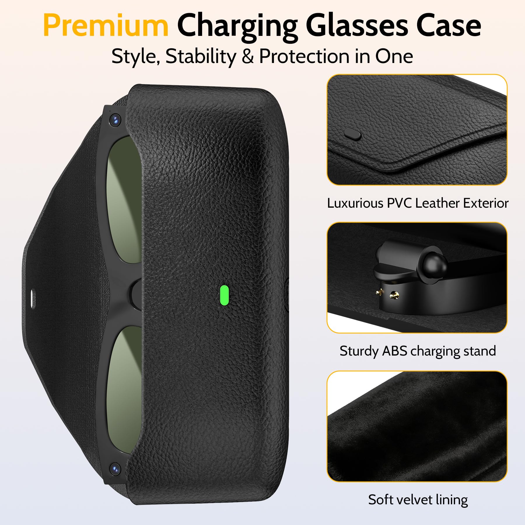 Magnetisches Ladebrillenetui, kompatibel mit Ray-Ban Meta Smart Glasses (Gen 1/2), 3000 mAh tragbares Powerbank-Ladegerät für RayBan Meta Glasses Wayfarer, Skyler, Headliner & Oakley Meta HSTN